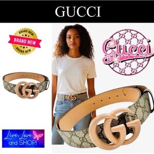 GUCCI Marmont Beige/Tan with “GG” Monogram Belt, Authentic, NIB
